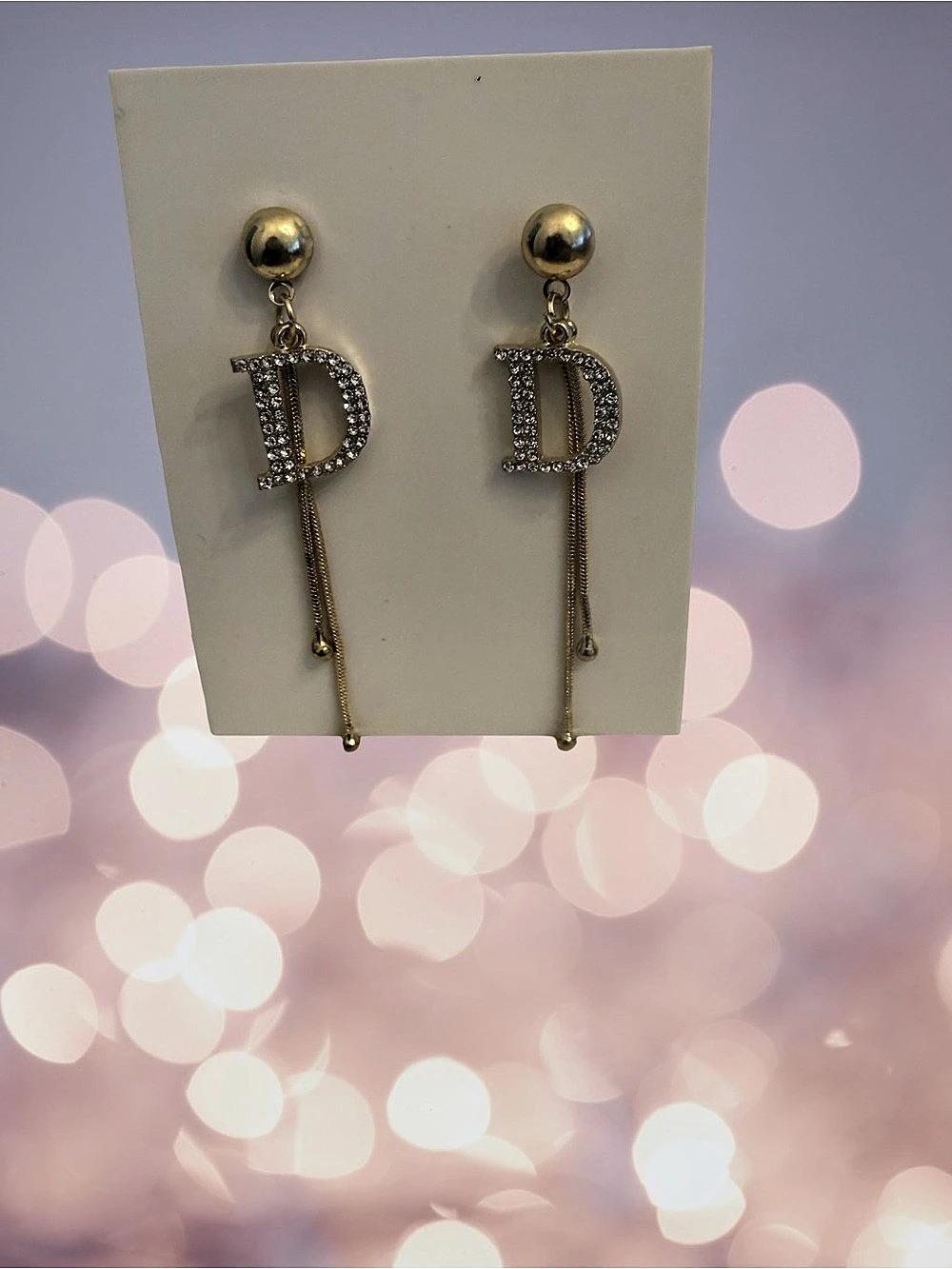 Inspired Gold D Initial Drop Earrings